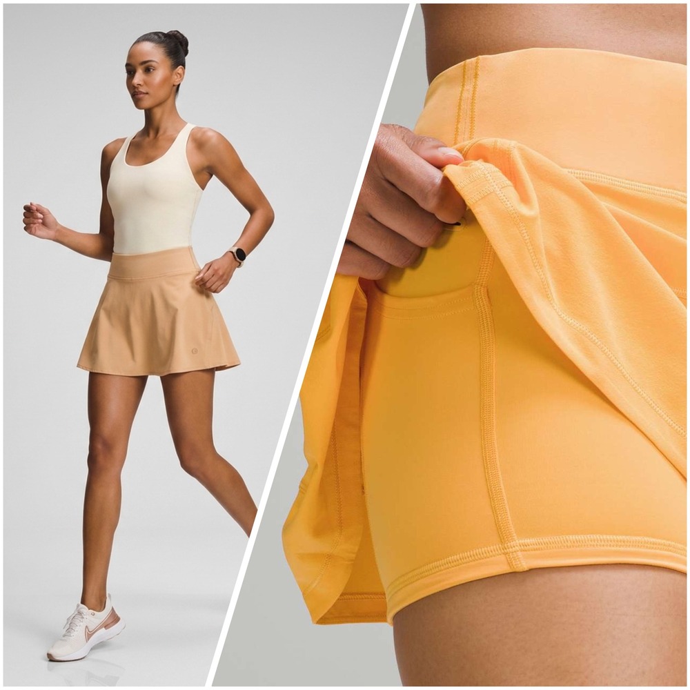 Lululemon Pace Rival Skirt Tall Apricot Orange Athletic Tennis Skort LW8AN7S 2